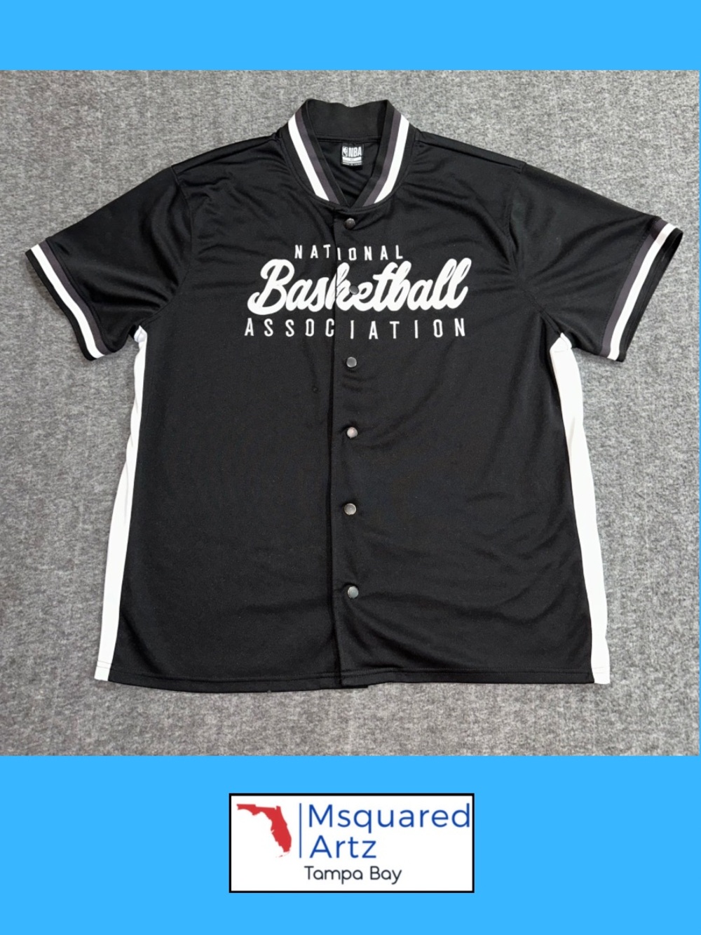 NBA National Basketball Association Men's XL Black White Button Front Shirt